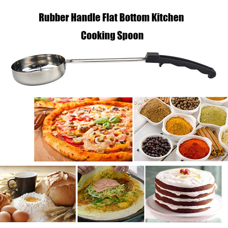 Pizza Spread Sauce Ladle Flat Bottom Kitchen Cooking Spoon (Black 6 Ounce)