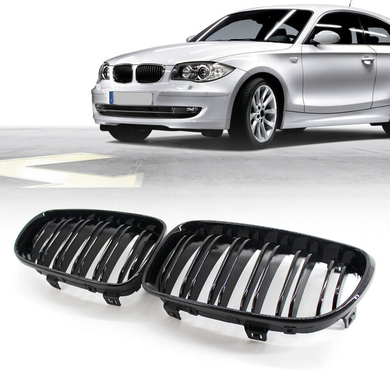Black Double Slat Kidney Gloss Grill for  E82 Coupe E88 Cabriolet 1 Series