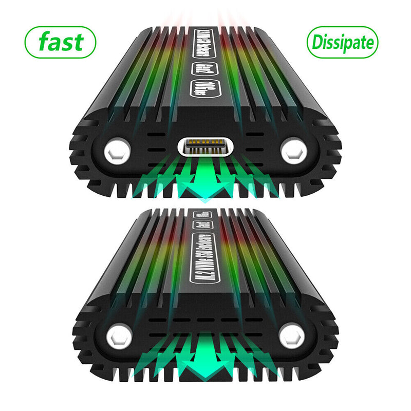 USB3.1 Gen2 10Gbps Cooling Case PCIE NVMe M-Key M.2 SSD External Enclosure