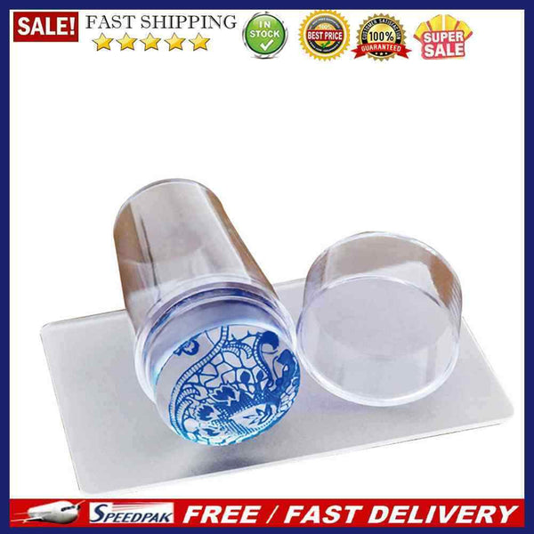 Nail Stamper Clear Silicone Head Manicure Tool Polish Transfer Template Kit