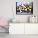 Oil Paint By Numbers Vase Purple Flower Frameless Picture Craft Kit for Home