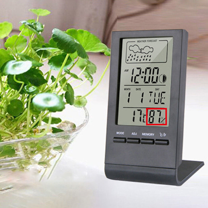 CX-220 Digital Thermometer Hygrometer Alarm Clock Weather Station (Black)