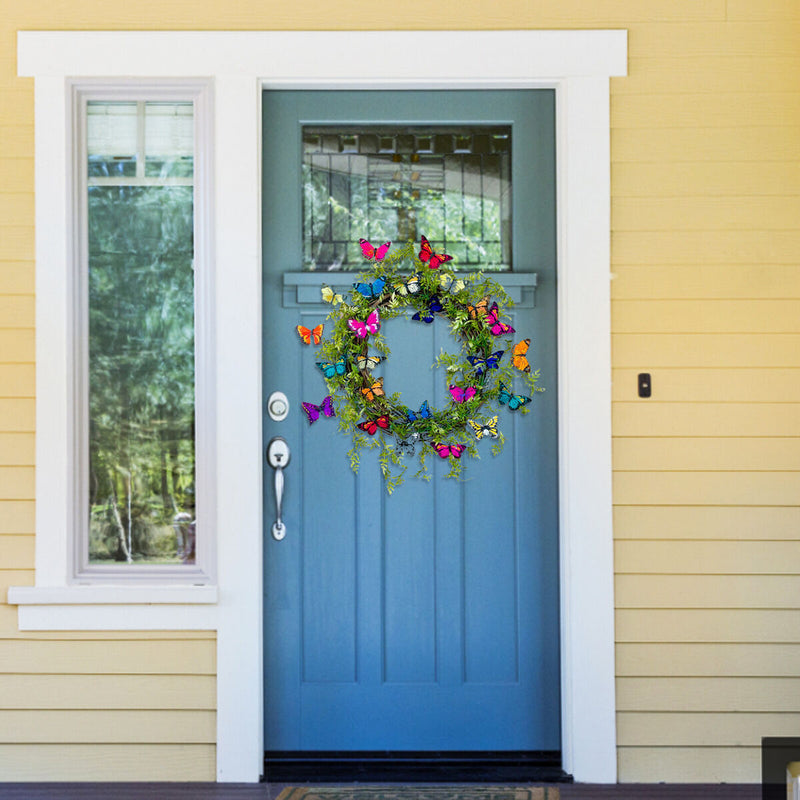 Artificial Wreath Multicolored Butterfly Fluttering in The Wind Hanging Garland