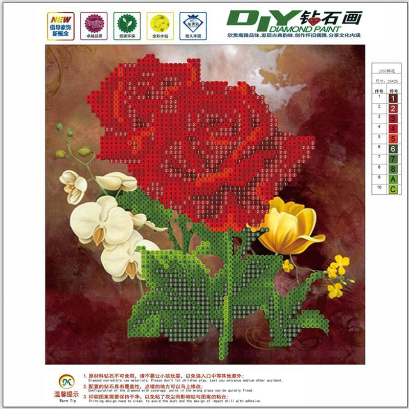 DIY 5D Diamond Embroidery Red Rose Flower Painting Cross Stitch Wall Decor Newly