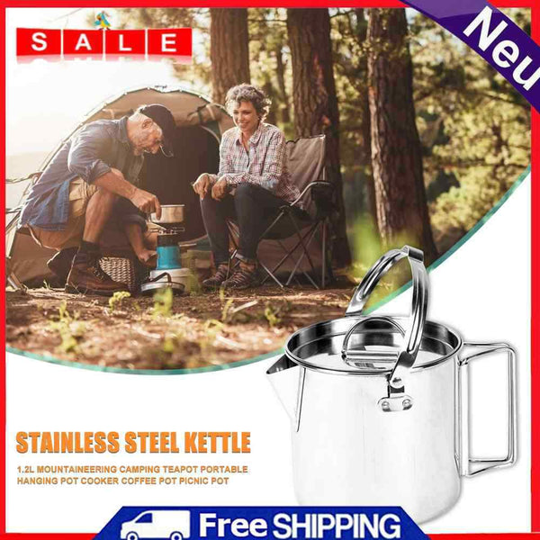 Outdoor Camping Hiking Boiler with / Lid 1.2L Backpack Teapot Coffee Ka