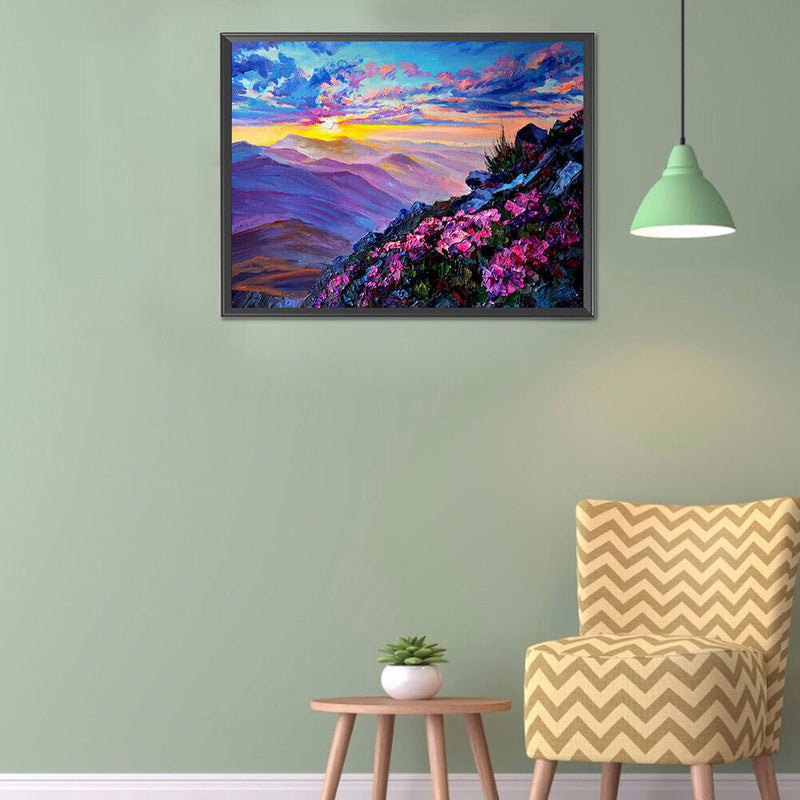 Morning Mountain Oil Paint By Number DIY Handpainted on Canvas Picture Unframed