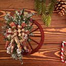 Christmas Red Wagon Wheel Wreath Garland Winter Wreaths with Pine Trees Berries