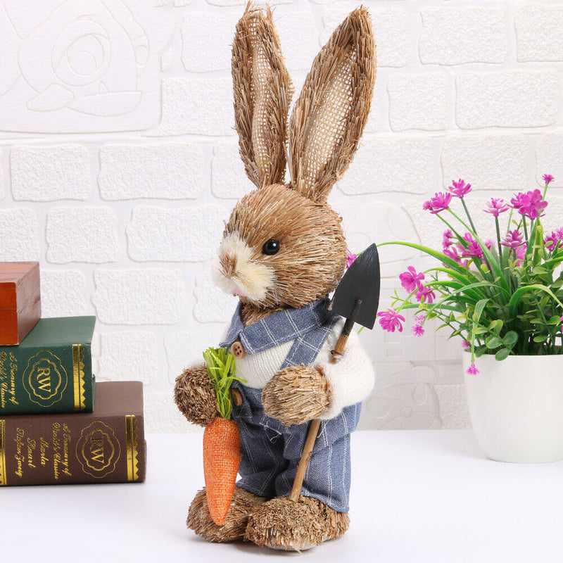 Easter Bunny Ornaments Cute Straw Simulation Rabbit Photography Props (E) Newly