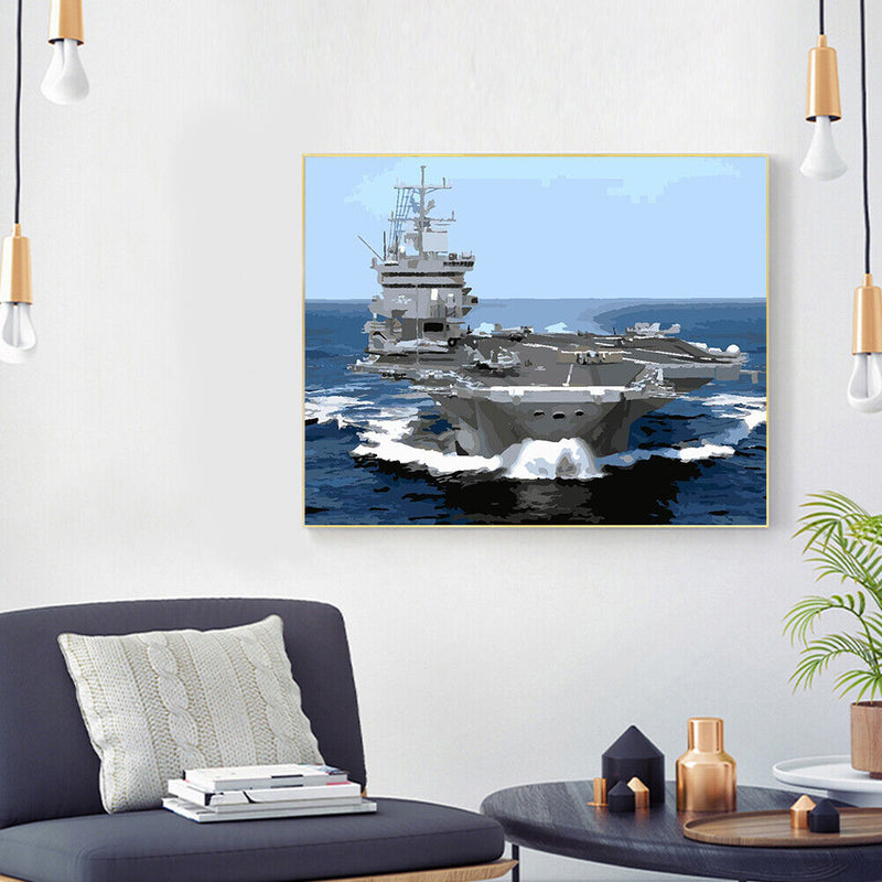 Oil Paint by Numbers Spaceship Canvas Artwork Living Room Picture Art Decoration