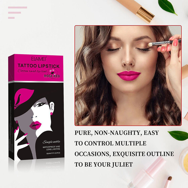 Cotton Swab Lipstick Long Lasting Makeup Cigarette Case Lip Glaze Non-Stick Cup