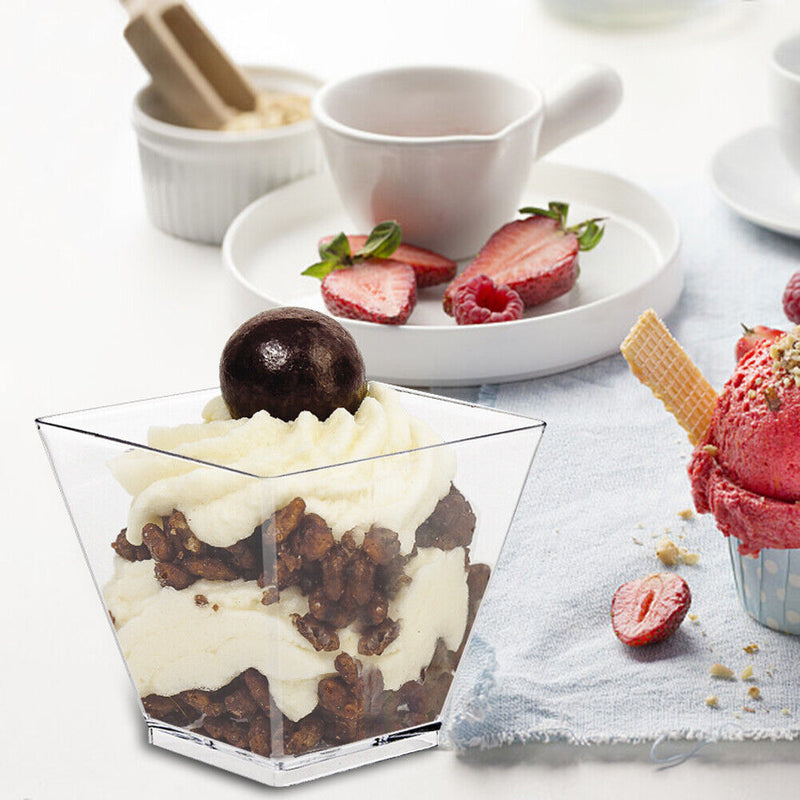 50pcs Dessert Clear Cup Reusable Accessories Cake Cup for Tasting Pudding Yogurt