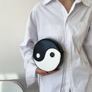 Tai Chi Pattern Shoulder Messenger Bag PU Leather Circular Chain Crossboby Bag