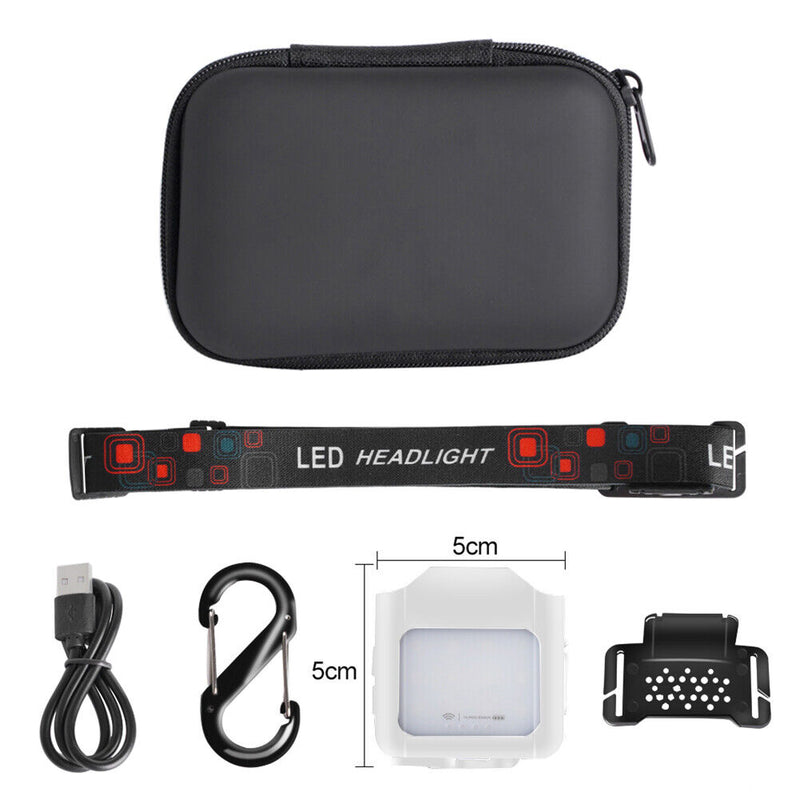 Sensor Hat Clip Light Headlight 6 Modes COB LED USB Outdoor Camping Head Lamp