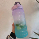 2L Large Capacity Gradient Color Water Bottle Straw Cup Sport Travel Fitnes
