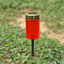 Solar Power Grave Lawn Light Flameless Electronic LED Candle Lamp (Red) Newly