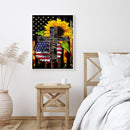 5D DIY Full Round Drill Diamond Painting Flag Flower on Cross Handmade Art Craft