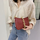 Alligator Pattern Thick Chain Underarm Bags Women PU Leather Pure Color Handbag