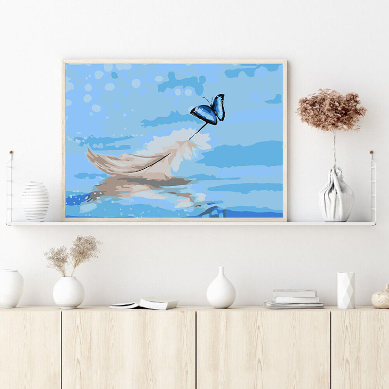 Plume And Butterfly 50x40cm Oil Paint By Numbers Painting SXD216044
