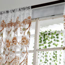 2PCS Peony Curtain Living Room Bedroom Home Door Window Curtain (Coffee)