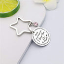 Star Stainless Steel Round Engraved Keyring Keychain Key Chains Mother's Day