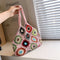 #A Hollow Crochet Women Shoulder Bag Knitting Tote Boho Summer Beach Floral Hand