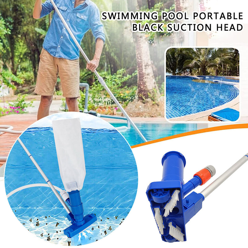 Pool Vacuum Head with Brush Bag Pole for Swimming Pool Spa Pond Fountain Bl