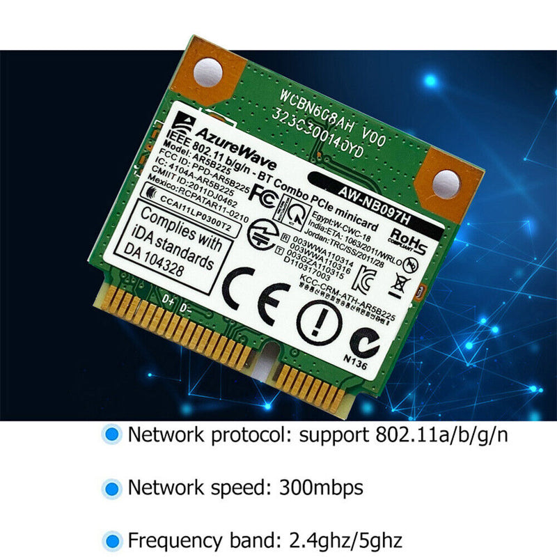 AR5B225 2.4Ghz 300M Wireless Bluetooth - Compatible Card Mini PCI-E WiFi Adapter