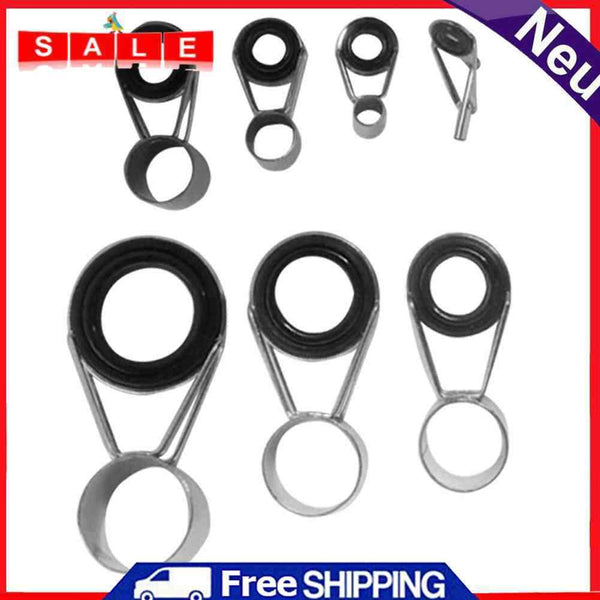 7pcs Fishing Rod Guide Top Ring Circle Pole Repair Kit Line Guides Eyes Set