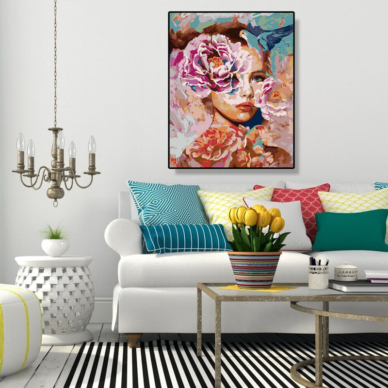 Painting By Numbers DIY Beauty Women Canvas Oil Art Picture Kit Home Wall Decor