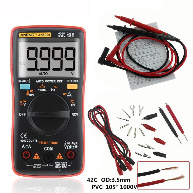 AN8009 True-RMS Auto Range Digital Multimeter NCV Ohmmeter AC/DC