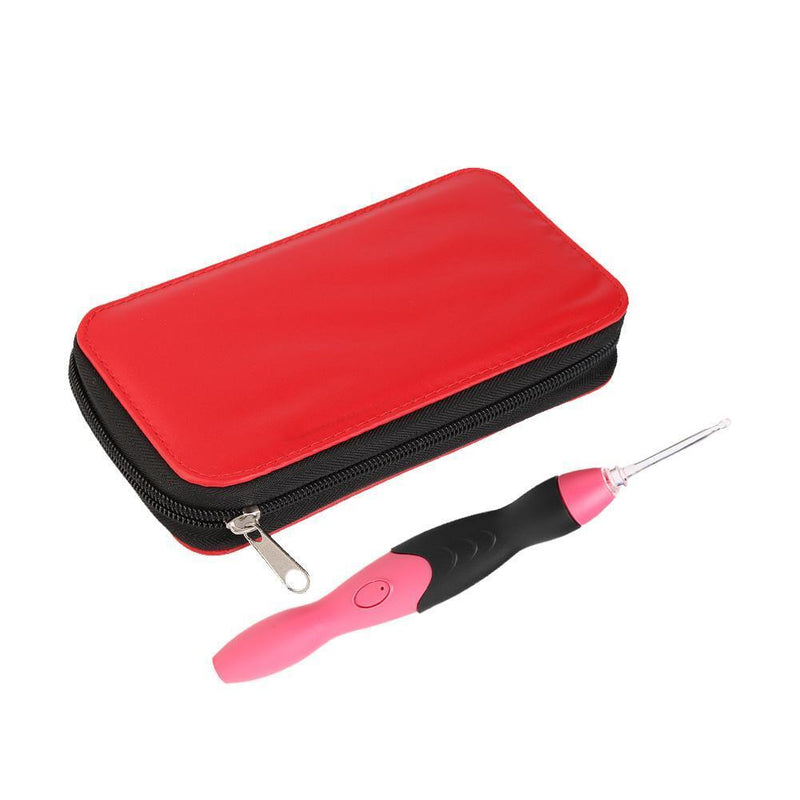 9 in 1 USB Light Up Crochet Hooks Knitting Needles LED Sewing Set Kit (Red)