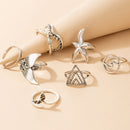 7pcs/set Ethnic Style Knuckle Rings Women Fish Simple Finger Rings Jewelry Gift