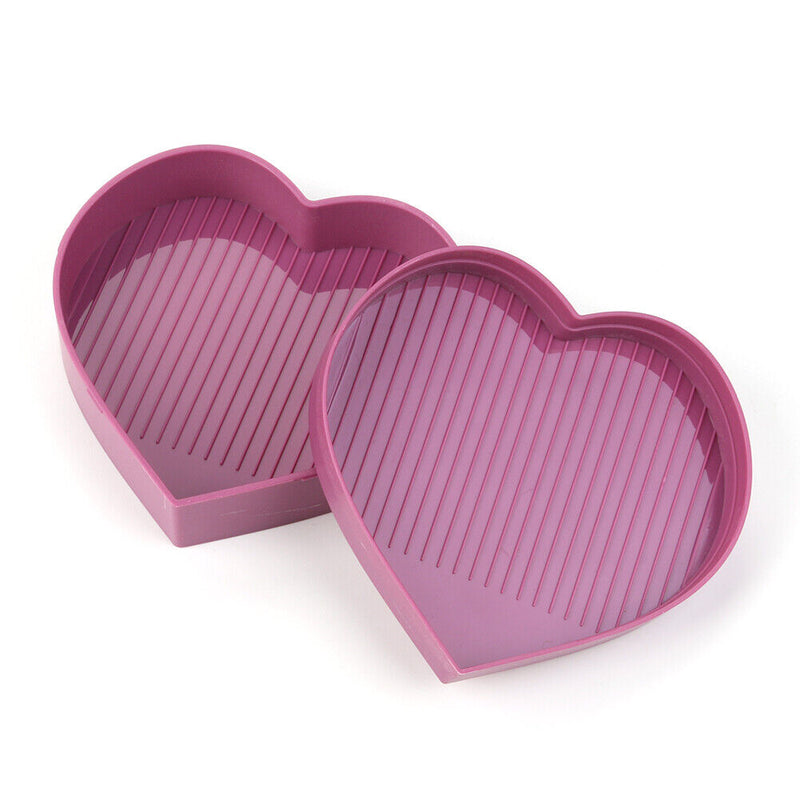 5D DIY Diamond Painting Tray Plastic Heart Shape Drill Plate (Light Purple)
