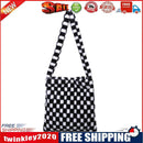 Retro Big Capcity Shoulder Bag Women Plaid Pattern Plush Messenger Handbag