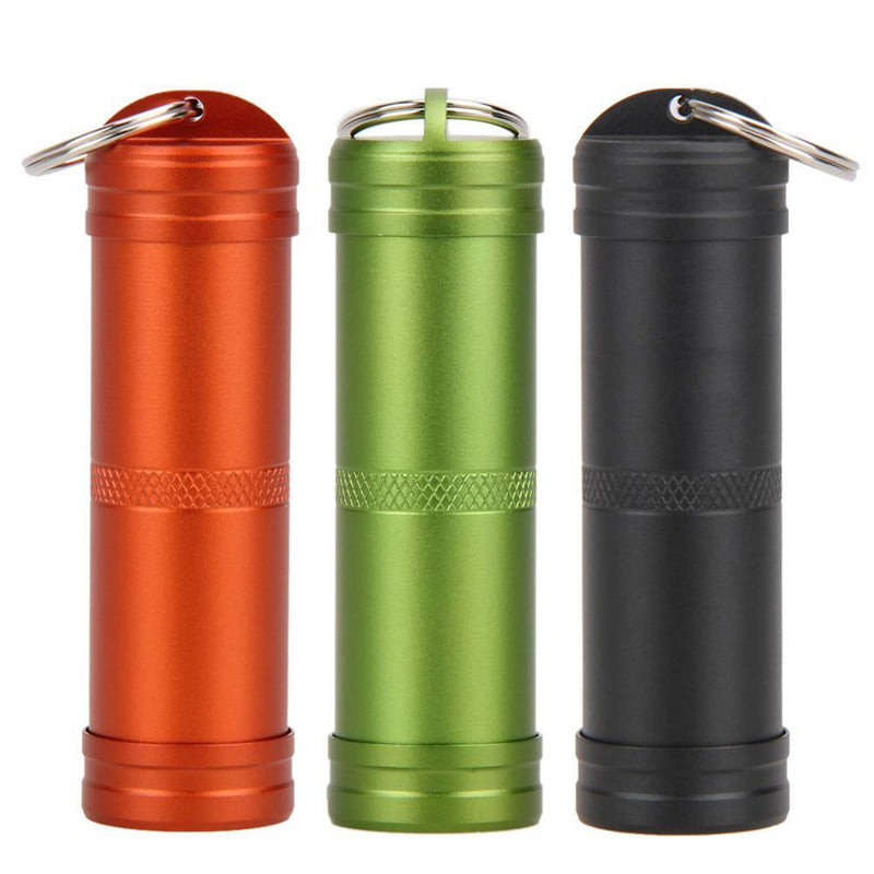 3pcs Aluminum Alloy Waterproof Case First-Aid Medicine Bottle with Key Ring