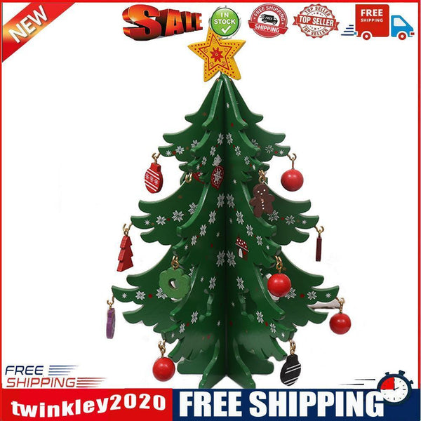 Mini Christmas Tree Decoration Wood Landscaping Craft Home Desktop Ornament