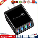 LED Mobile Phone Wall Chargers 4 Ports USB Tablet Charger Adapter (Black)