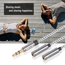 Headphone Splitter Audio Cable 3.5mm Male to 2 Female Adapter Cable (Grey) Newly