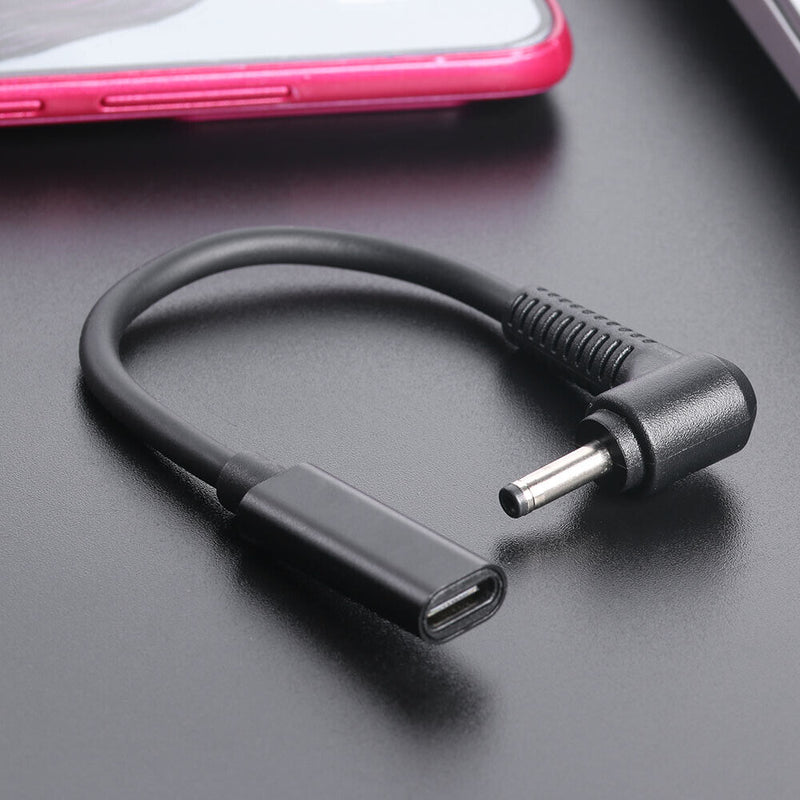 PD USB C Female to Right Angle DC Connector Adapter for Laptop (3.5x1.35mm)