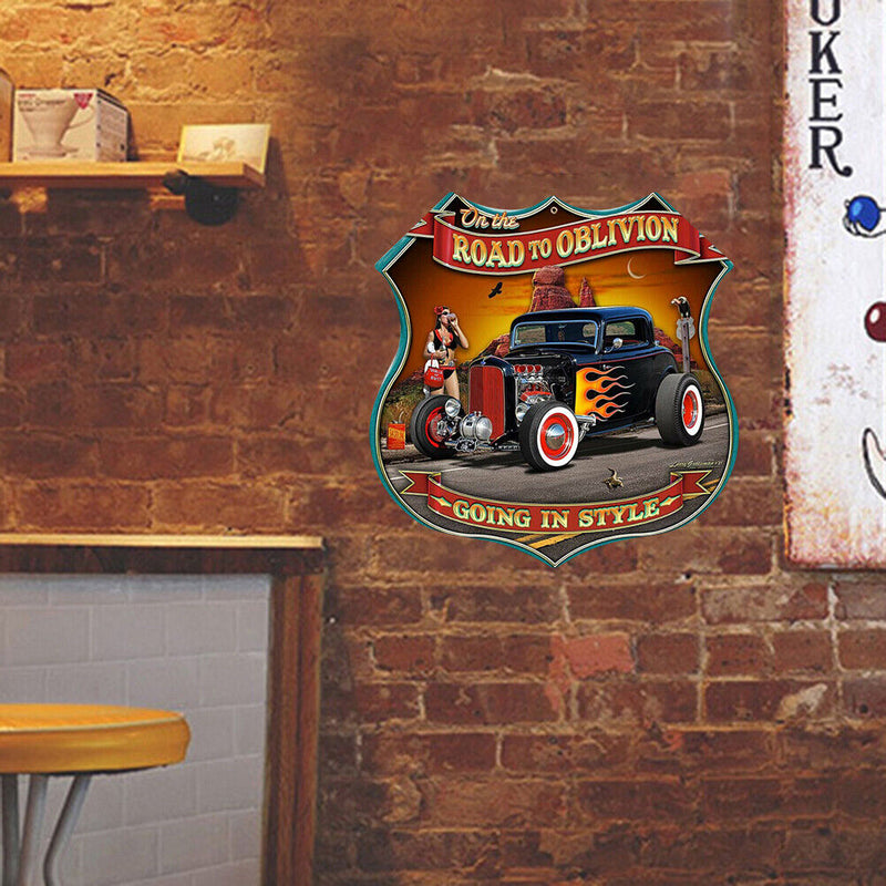 Shield Shape Car Retro Metal Plate Tin Sign Plaque for Bar Pub Club Cafe
