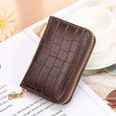 Women PU Leather Crocodile Wallet Business Zipper Holder Handbag (Coffee)