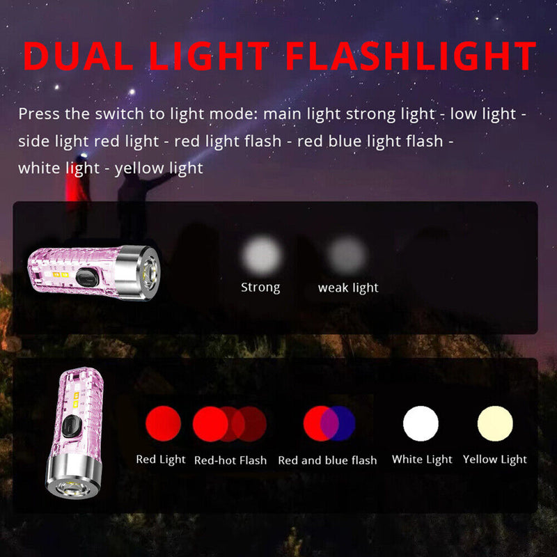 #A LED SMD Pocket Flashlight Adjustable Small Keychain Lamp for Camping Accessor