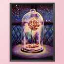 Cotton Thread Embroidery DIY 11CT Stamped Cross Stitch Rose in Glass Artwork Kit