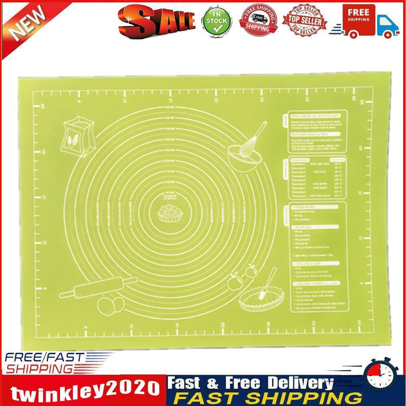 Rolling Dough Baking Mat Silicone Pizza Cake Maker Pad (Green 45x60cm) Newly