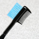 Double-ended Eyebrow Brush Eyelash Brush Comb and Round Comb Teeth (Blue) Newly