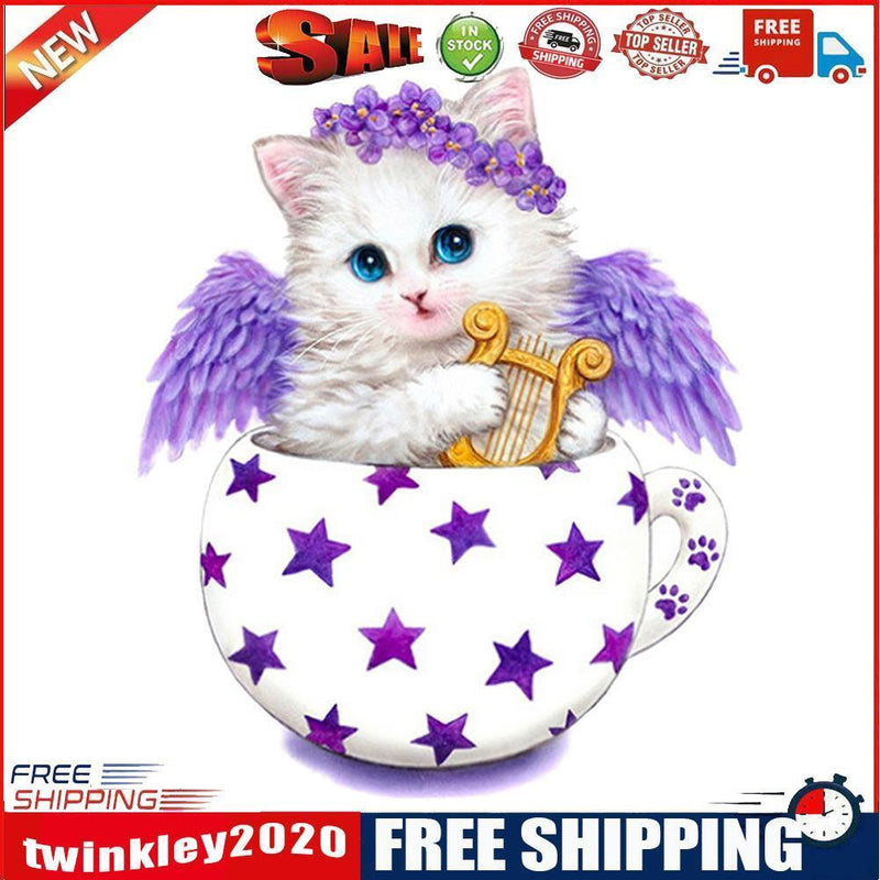 Cat 5D DIY Diamond Painting Embroidery Mosaic Needlework Home Decor(Purple)