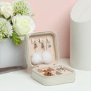 Portable Earrings Rings Storage Box PU Leather Jewelry Display Case (White)
