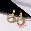 Geometric Rhinestone Hoop Dangle Flicker Bright Earrings Double Round Circle