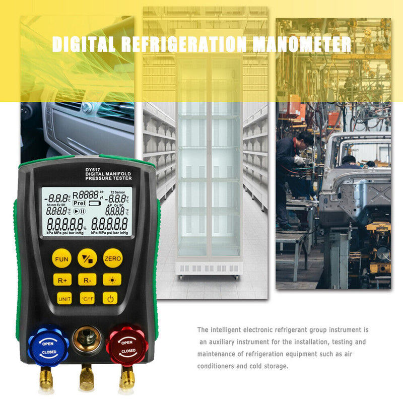 DY517A Pressure Gauge Refrigeration Digital Vacuum Pressure Leak Manifold Tester