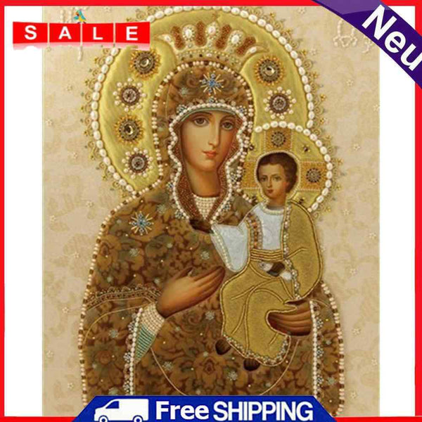 Handmade DIY Hand Painted Paint By Numbers Oil Canvas Picture Virgin Child Kit